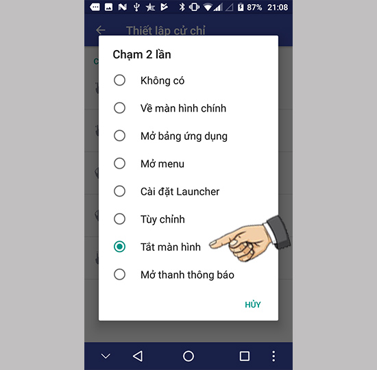 Chọn tắt màn hình